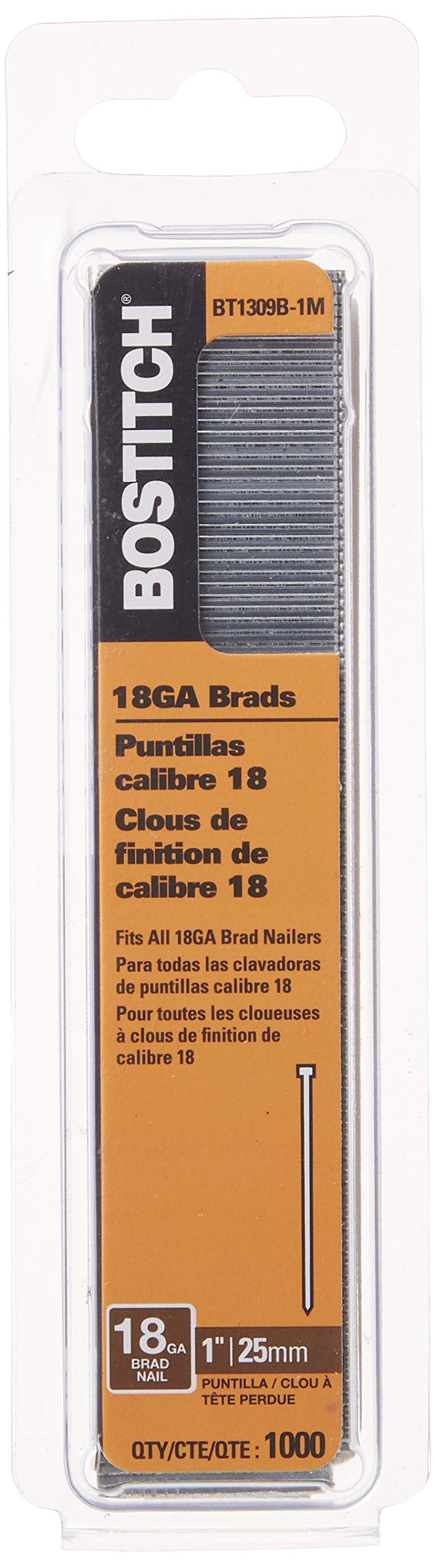 BOSTITCH 18 Gauge Brad Nails, 1-Inch, 1000 per Box (BT1309B-1M) - Image 2