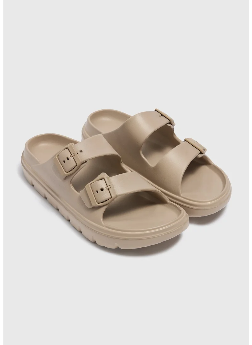 Matalan Beige Chunky Buckle Sandals