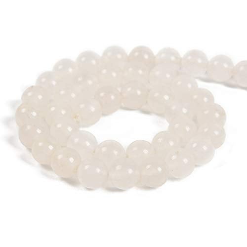 Nancybeads 45pcs 8mm Natural White Jade Gemstone Round Spacer Loose Stone Beads for Jewelry Making 15.5" 1 Strand (White Jade, 8mm 45Beads) - Image 2