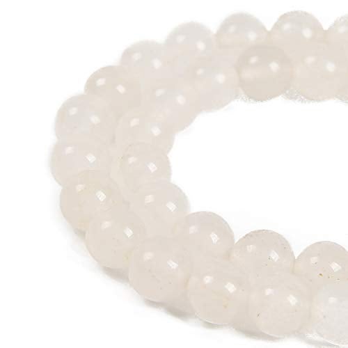 Nancybeads 45pcs 8mm Natural White Jade Gemstone Round Spacer Loose Stone Beads for Jewelry Making 15.5" 1 Strand (White Jade, 8mm 45Beads) - Image 1