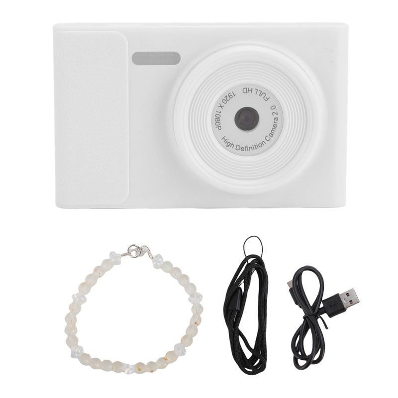 1080P Digital Camera 48MP Vlog Camera with Front and Rear Dual Lens Travel Video Camera for Photography White - Image 1