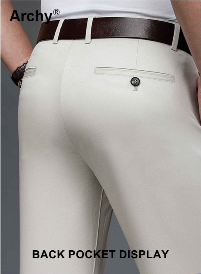 Archy Men's Stretch Business Casual Pants - Slim Fit Straight Leg Dress Trousers | Wrinkle-Free, Breathable & Comfortable | All-Season Formal & Casual Wear - Image 3