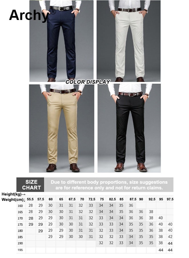 Archy Men's Stretch Business Casual Pants - Slim Fit Straight Leg Dress Trousers | Wrinkle-Free, Breathable & Comfortable | All-Season Formal & Casual Wear - Image 5