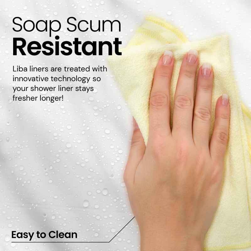 LiBa Fabric Shower Curtain, White Shower Curtain, Heavy Duty, Hotel Style, Water Repellent, Soft Cloth Shower Curtain, 72 x 72 Inches(White) - Image 2