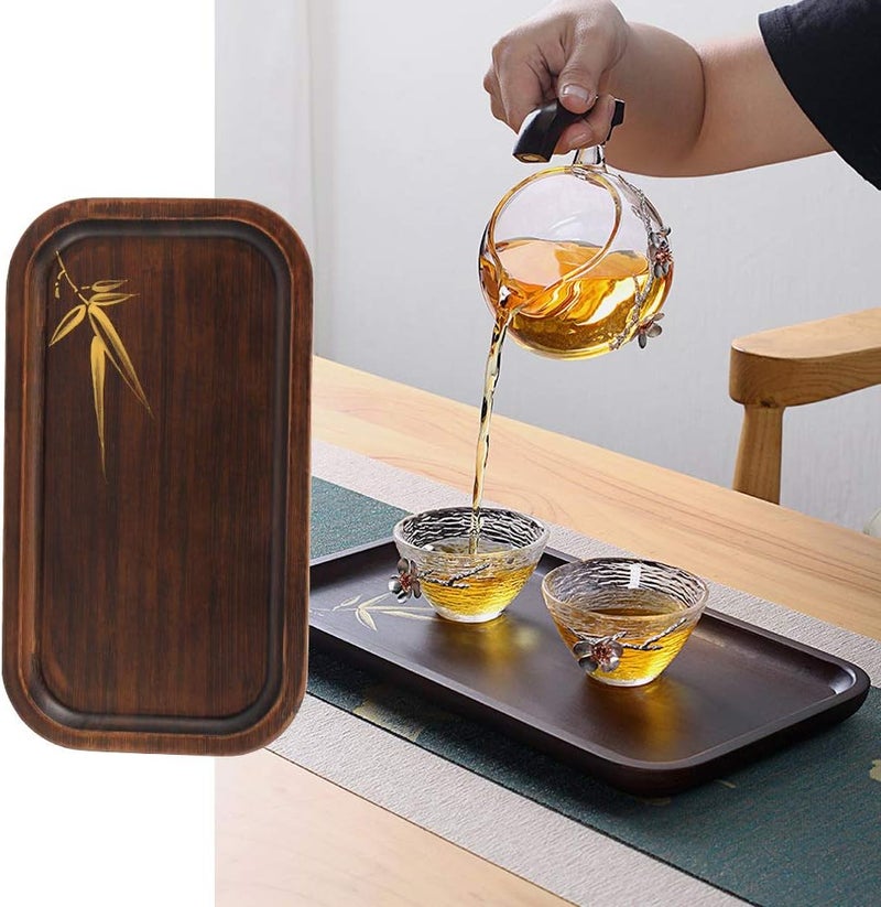 Tea Tray Serving Plate, Rectangular Snack Platter with Anti - Slip Pads, Elegant Hand - Painted Kitchen Accessory for Serving Dishes Fruits and Home Decor, Durable Ma (Small) - Image 5
