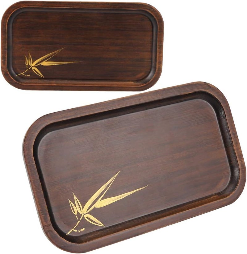 Tea Tray Serving Plate, Rectangular Snack Platter with Anti - Slip Pads, Elegant Hand - Painted Kitchen Accessory for Serving Dishes Fruits and Home Decor, Durable Ma (Small) - Image 2