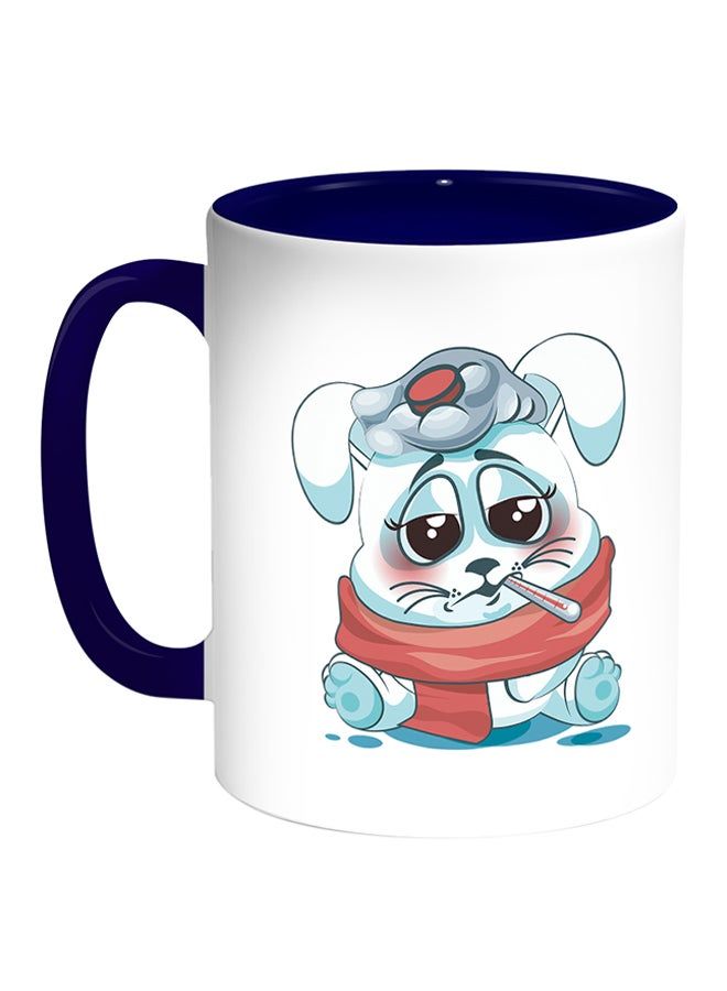 RKN Rabbit Printed Coffee Mug White Blue 11 ounce - Image 2