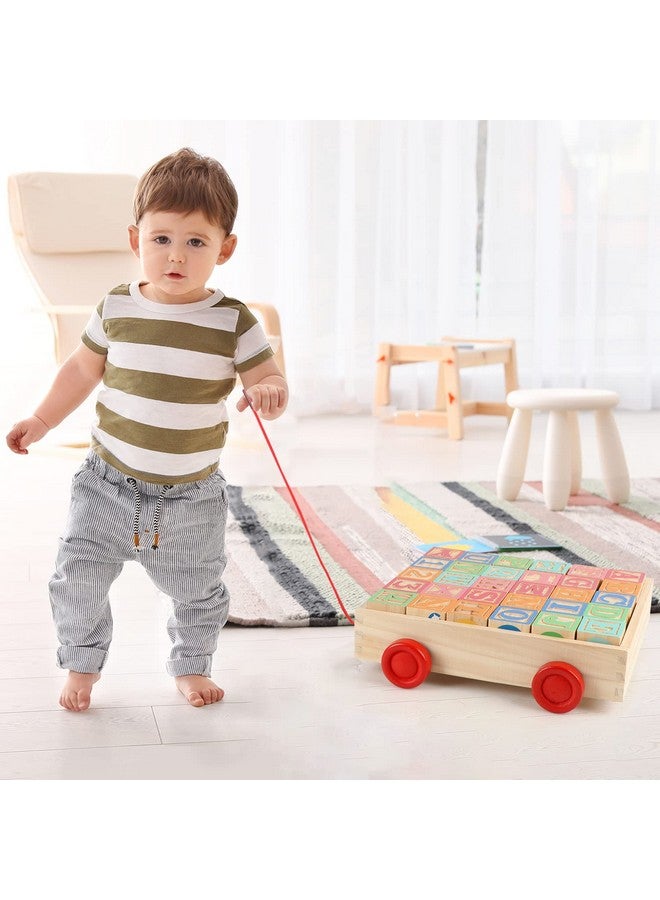 Joqutoys Wooden Building Blocks for Toddlers 1-3, Large Wood Baby Stacking Blocks Set for Kids, 30 PCS Alphabet Blocks with Toy Wagon, Educational Wooden Toys for Boys Girls Gifts 1.65" - Image 3