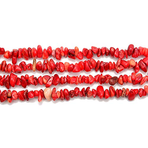 PLTbeads 5-8mm Natral Healing Gemstone Waist Bracelets Necklace Kit Irregular Stone DIY Crafts Design Jewelry Making 1 Strand per Bag Approxi 34 inch (Red Coral Chips) - Image 2