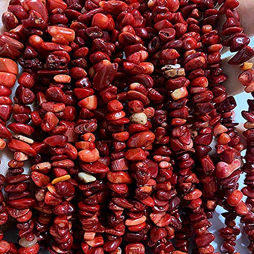 PLTbeads 5-8mm Natral Healing Gemstone Waist Bracelets Necklace Kit Irregular Stone DIY Crafts Design Jewelry Making 1 Strand per Bag Approxi 34 inch (Red Coral Chips) - Image 4