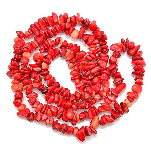PLTbeads 5-8mm Natral Healing Gemstone Waist Bracelets Necklace Kit Irregular Stone DIY Crafts Design Jewelry Making 1 Strand per Bag Approxi 34 inch (Red Coral Chips) - Image 3