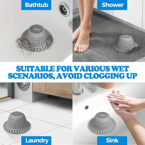 zaa Shower Drain Hair Catcher, 2 Pack Silicone Collapsible Bathtub Drain Cover Dog Hair Catcher & Protector for Pop-Up & Regular Drains of Shower, Bathtub, Tub, Bathroom, Diameter 4.5" - Image 2