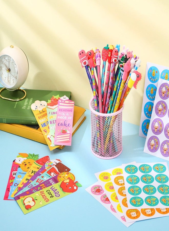 Teling 260 Pcs Scented Bookmarks and Smelly Pencils with Cute Toppers Set Include Scratch and Sniff Stickers Fun Pencils Fruit Food Theme Gift for Study Supplies - Image 4