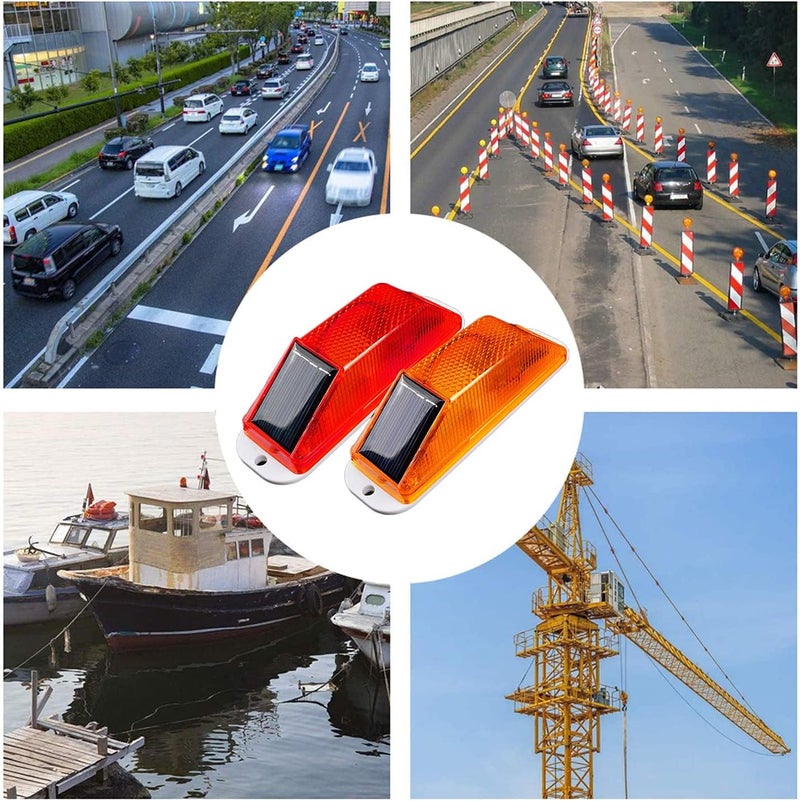 risoon Solar Strobe Warning Light: Sensitive LED Warning Lamp High Bright Waterproof IP65 Flashing Beacon Barricade Construction Safety Traffic Light for Driveways Dock (Yellow) - Image 4