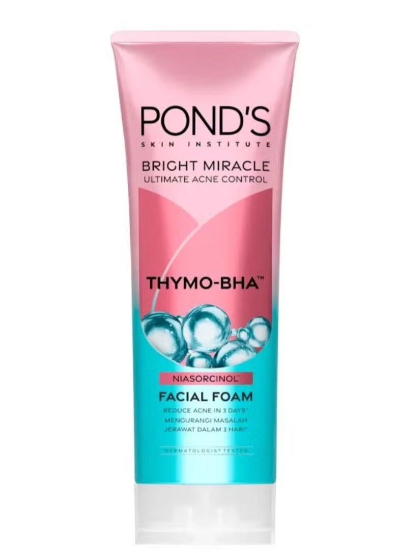 Pond's Bright Miracle Ultimate Acne Conrol Thymo-BHA (Niasorcinol) Facial Foam Reduces Acne in 3 Days 100g 