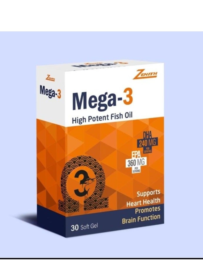 Mega-3 High Potent Fish Oil 30'S