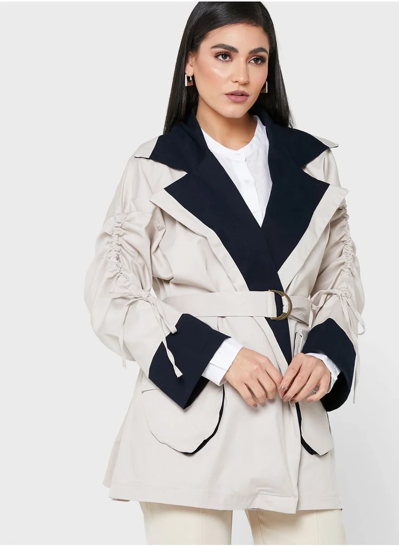 Desert Cove Belted Contrast Detail Jacket