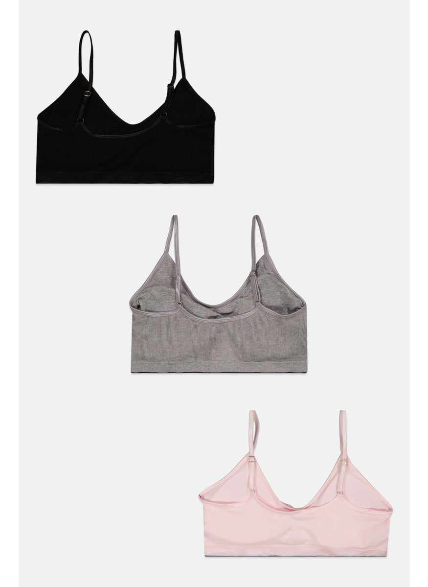 RBX Women 3 Pieces Removable Pads Bralette, Pink  - Image 2