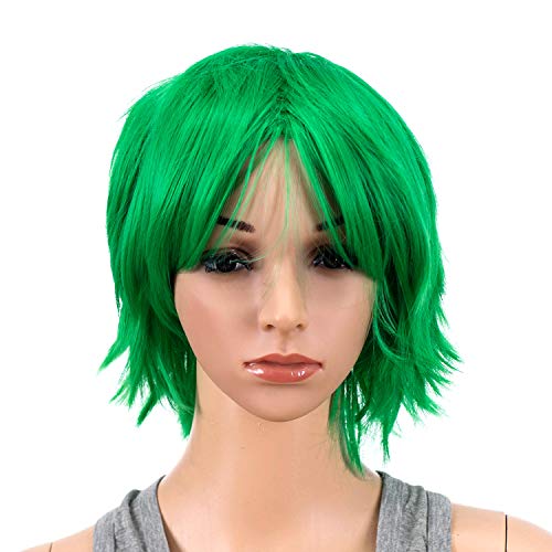 SWACC Unisex Fashion Spiky Layered Short Anime Cosplay Wig for Men and Women (St Patricks Green) - Image 1