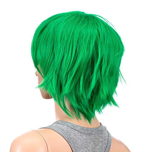 SWACC Unisex Fashion Spiky Layered Short Anime Cosplay Wig for Men and Women (St Patricks Green) - Image 4