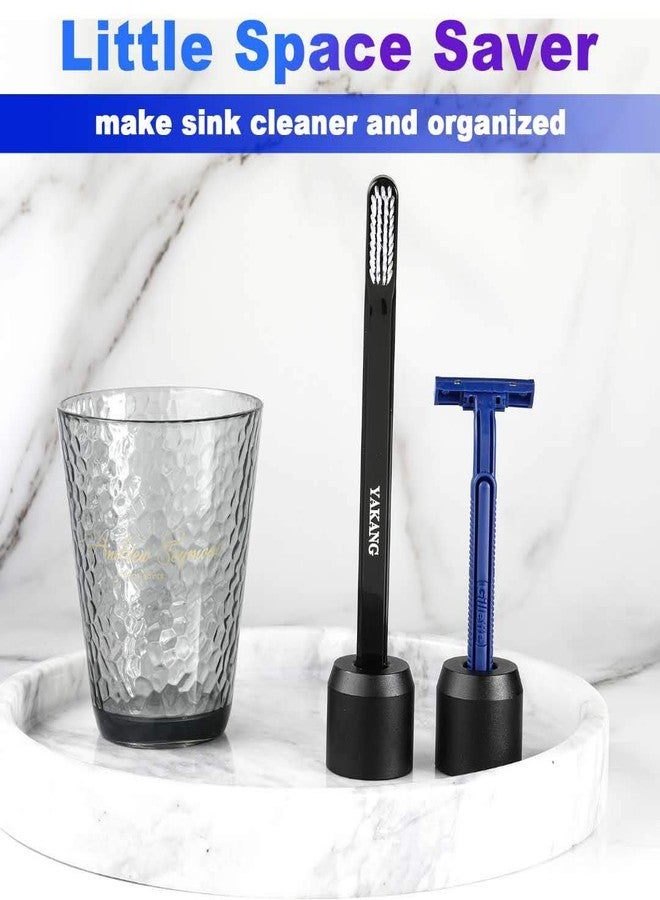 Caudblor 2Pcs Men's Shaving Safety Razor Stand, Premium Aluminum Alloy Matte Black Retro Double Edged Razor Holder for Men Women, Simple Small Long Handle DE Razor Base Tool, Cute Shaver Accessories - Image 5