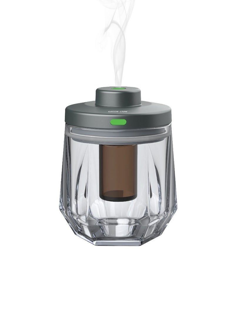 GREEN LION Crystal Fragrance Diffuser with 3 Spray Modes and 4 Hrs Auto-Off 10mL / Rechargeable Air Fragrance Diffuser / Breathing Light / 28 Hrs Working Time - Gray - Image 1