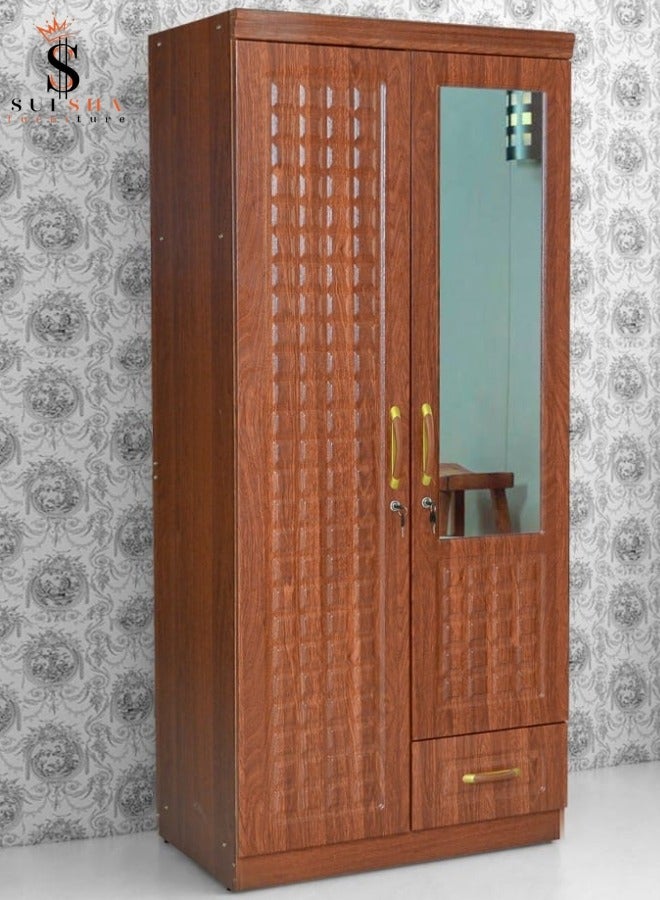 SULSHA 2 Door Wooden Wardrobe Cabinet Cupboard Engineered Wood Perfect Modern Stylish Heavy Duty With Mirror - Image 1