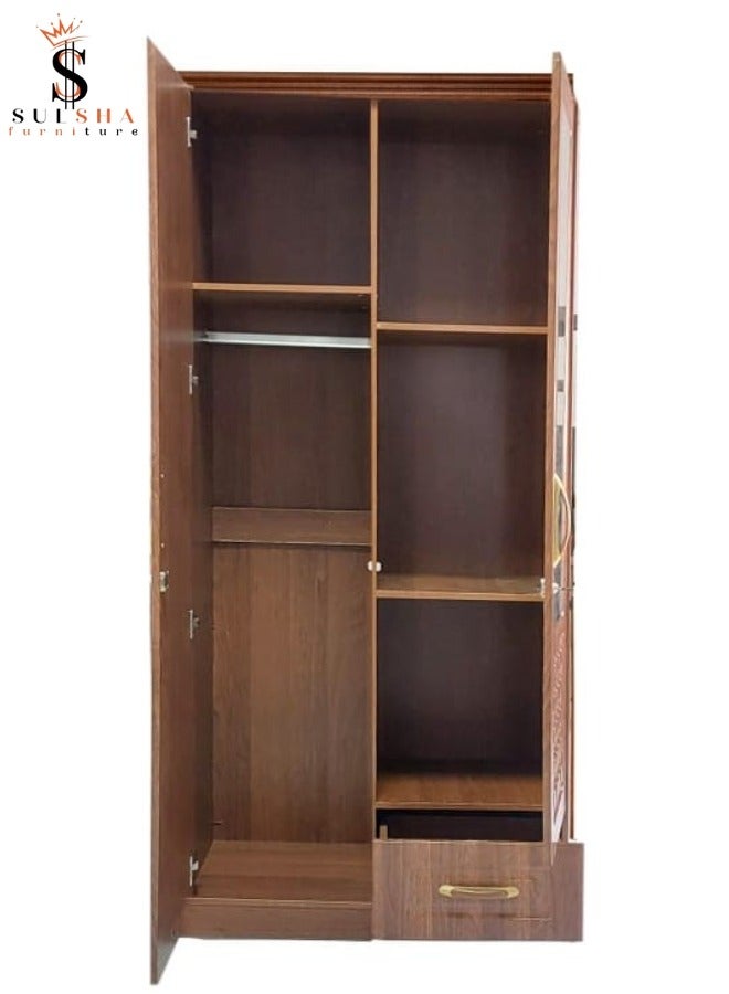 SULSHA 2 Door Wooden Wardrobe Cabinet Cupboard Engineered Wood Perfect Modern Stylish Heavy Duty With Mirror - Image 2