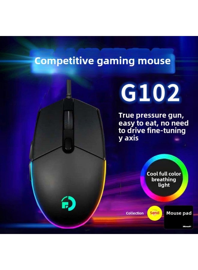 Value G102 E-sports Game Mouse Wired Macro RGB Internet Cafe USB Pressure Macro Definition Chicken CsgoCF-Color:G102【A804FIC-125HZ-4800DPI】-Interface:USB