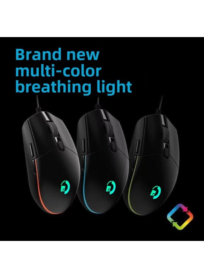 Value G102 E-sports Game Mouse Wired Macro RGB Internet Cafe USB Pressure Macro Definition Chicken CsgoCF-Color:G102【A804FIC-125HZ-4800DPI】-Interface:USB