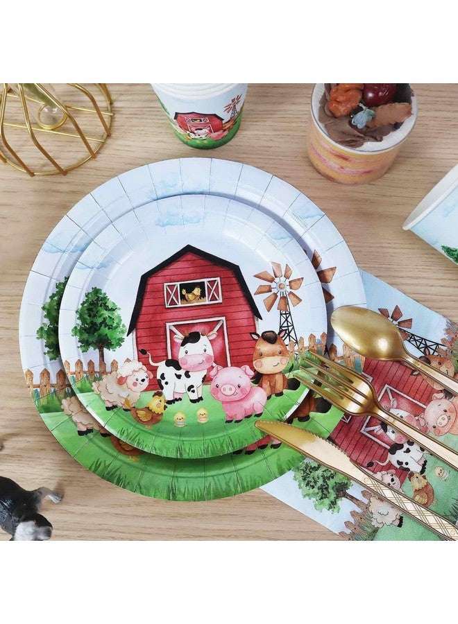 Heboland 175 Pcs Farm Birthday Decorations Plates Set 25 Guests, Farm Animals Theme Baby Shower Watercolor Paper Plates Napkins Cups Cutlery Set Party Supplies - Image 4