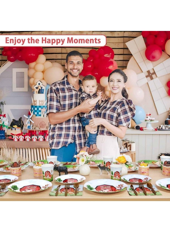 Heboland 175 Pcs Farm Birthday Decorations Plates Set 25 Guests, Farm Animals Theme Baby Shower Watercolor Paper Plates Napkins Cups Cutlery Set Party Supplies - Image 2