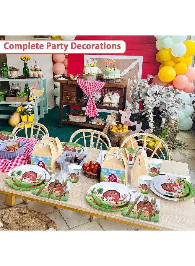 Heboland 175 Pcs Farm Birthday Decorations Plates Set 25 Guests, Farm Animals Theme Baby Shower Watercolor Paper Plates Napkins Cups Cutlery Set Party Supplies - Image 3
