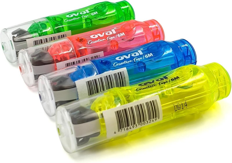 Oval Correction Tape 5mm X 6 meter 4pcs Assorted Colours (Blue,Green,Red,Yellow), Tape Eraser,Correction Tape White Tape, Correction Tape Eraser for School Office Home Supplies - Image 4