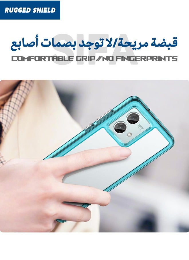 RUGGED SHIELD - Case for Motorola Moto G84 5G, Clear Acrylic Hard Back Panel+Soft TPU Bumper, Defend from Drop/Scratch/Slip/Anti Fingerprint Protective Back Cover for Motorola Moto G84 5G (Clear/Blue) - Image 1