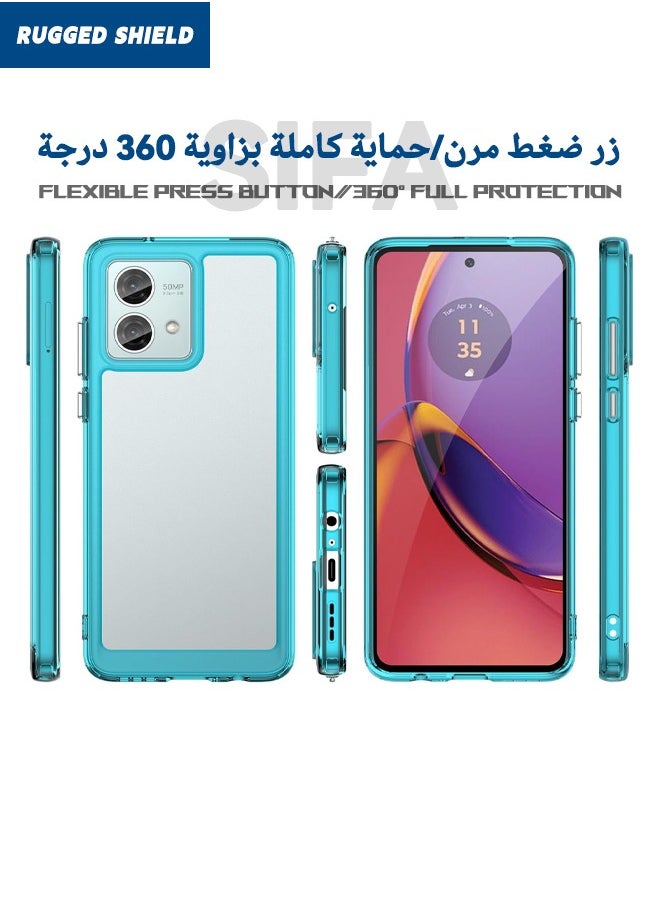 RUGGED SHIELD - Case for Motorola Moto G84 5G, Clear Acrylic Hard Back Panel+Soft TPU Bumper, Defend from Drop/Scratch/Slip/Anti Fingerprint Protective Back Cover for Motorola Moto G84 5G (Clear/Blue) - Image 1