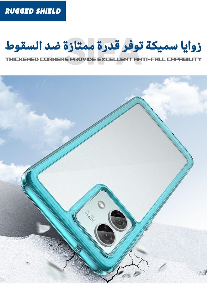 RUGGED SHIELD - Case for Motorola Moto G84 5G, Clear Acrylic Hard Back Panel+Soft TPU Bumper, Defend from Drop/Scratch/Slip/Anti Fingerprint Protective Back Cover for Motorola Moto G84 5G (Clear/Blue) - Image 1
