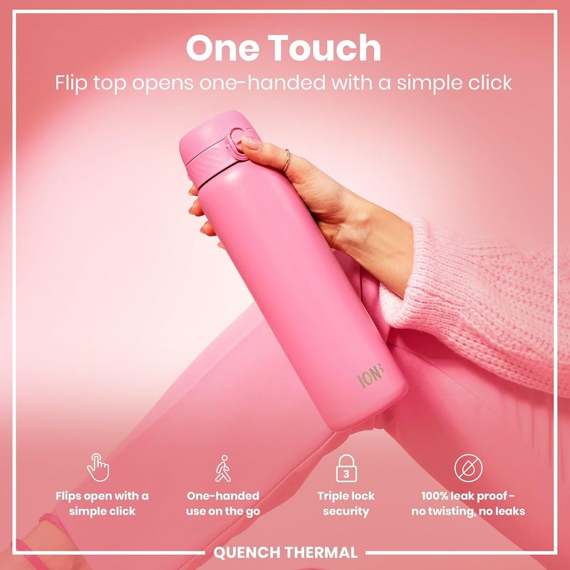 ion8 Leak Proof 1 Litre Water Bottle, Vacuum Insulated Steel, 920ml (31oz) - Image 2