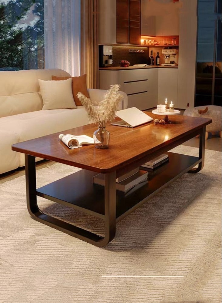 Kutis 1-Piece Coffee Table Sofa Table Central Table Suitable For Home Apartment Office Dormitory Wood/Steel Brown 120x60x41.5 cm - Image 1