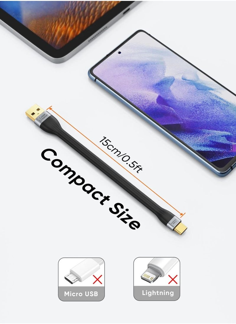 CableCreation Short USB to USB C Cable 6 inch, USBA to USBC 2.0 Fast Charging Cord,Short USB C Cable For Portable Battery, Compatible with MacBook Pro,ipad pro,Chromebook Pixel,Galaxy S22,Black  - Image 5