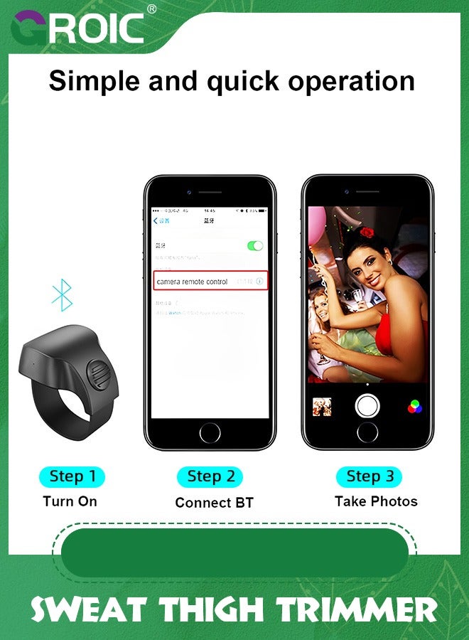 GROIC Black Recharging Bluetooth 5.1 Smart Ring Selfie Remote Control for iPhone & Android Wireless Remote Control Selfie Shutter for Photography and Video Recording for iPad iPod Tablet - Image 3