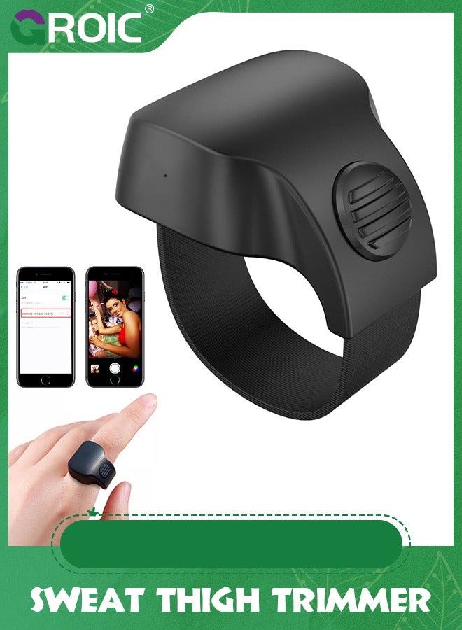 GROIC Black Recharging Bluetooth 5.1 Smart Ring Selfie Remote Control for iPhone & Android Wireless Remote Control Selfie Shutter for Photography and Video Recording for iPad iPod Tablet - Image 1