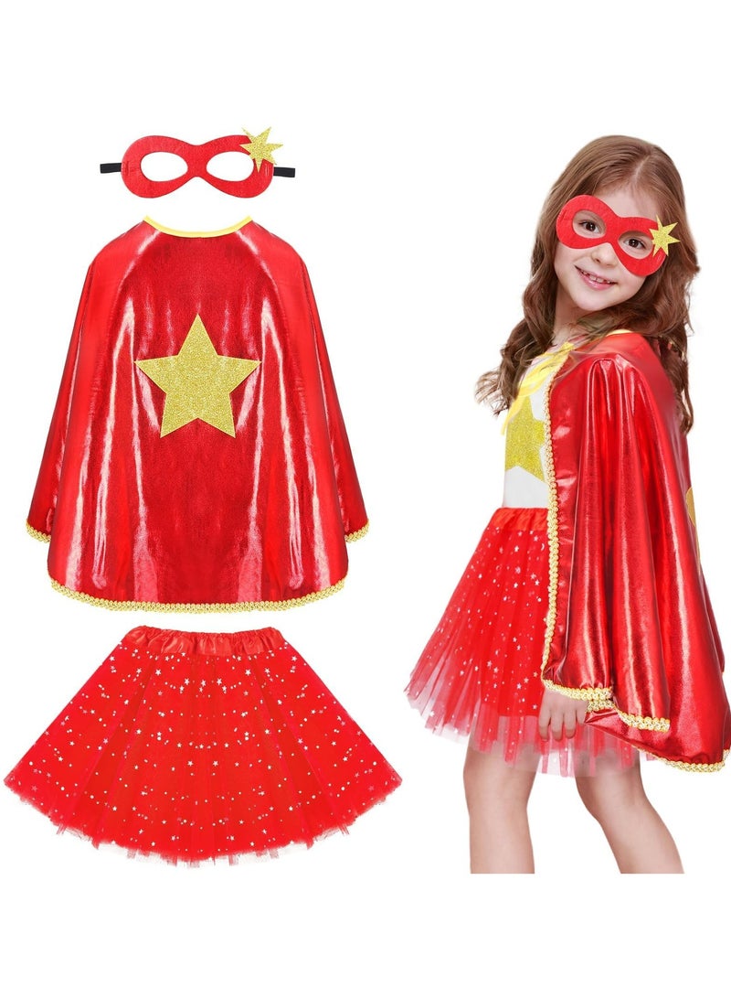 CMGTYYD Superhero Capes and Masks for Kids Super Hero Costumes, for Girls Big Sister Gifts Toddler Princess Dress-Up Mask TuTu Party Toys and Kids Gifts Supplies Cosplay Stage Performance (Red) - Image 1