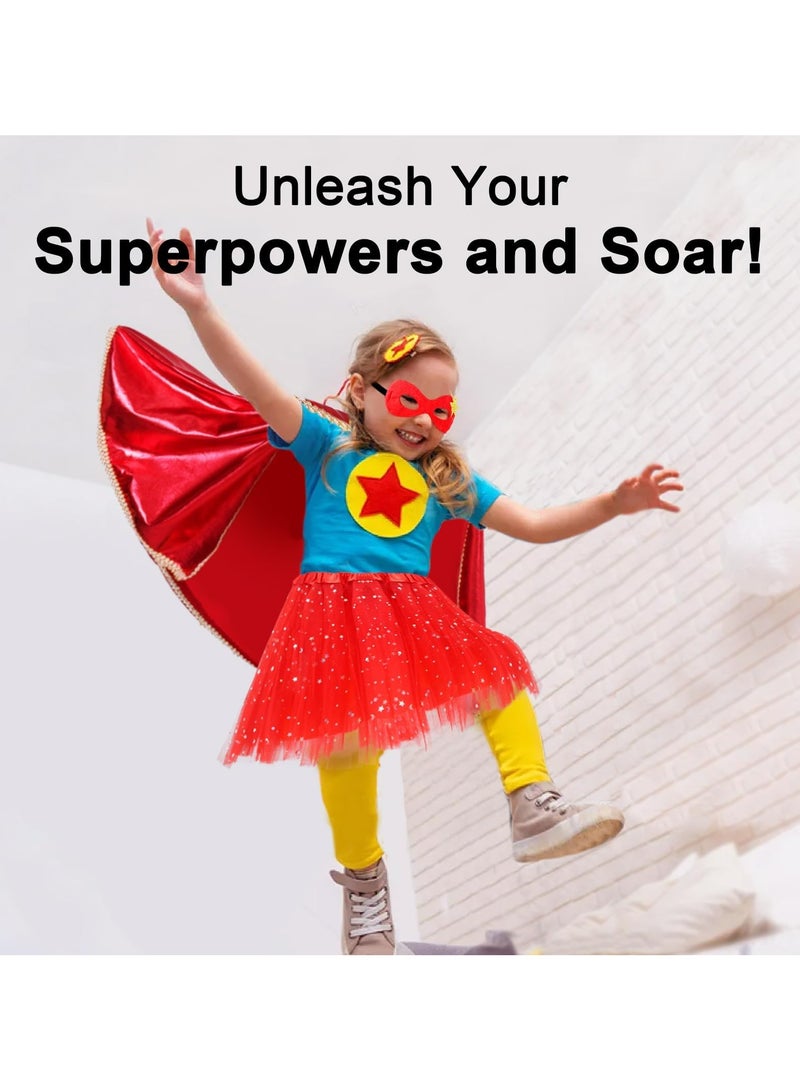 CMGTYYD Superhero Capes and Masks for Kids Super Hero Costumes, for Girls Big Sister Gifts Toddler Princess Dress-Up Mask TuTu Party Toys and Kids Gifts Supplies Cosplay Stage Performance (Red) - Image 2