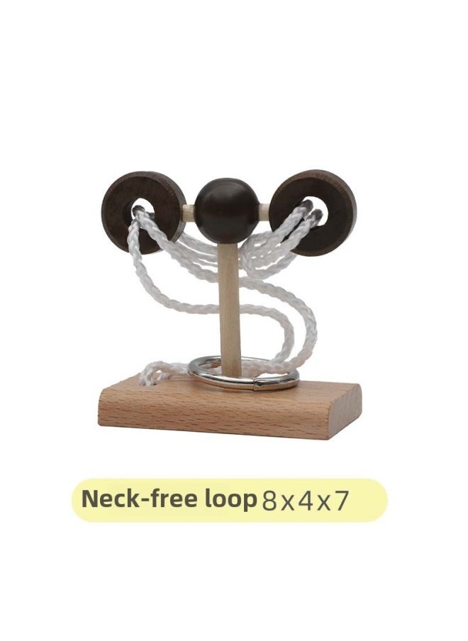 Generic - Wooden Topology Unleash Rope Toy Column Unleash Rope Series Unleash Unlock Toy Fun Kongming Lock Luban Lock-Color:Rabbit Neck Ring - Image 1