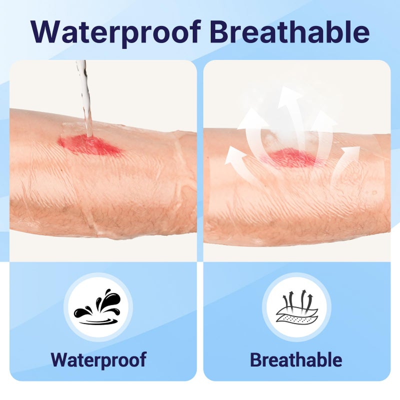 Clearshield 50 Pack Transparent Film Dressing, 4" x 4.75" Waterproof Bandages Breathable Hypoallergenic, Adhesive Patch for Post Surgical Shower, IV Shield, Tattoo Aftercare - Image 3