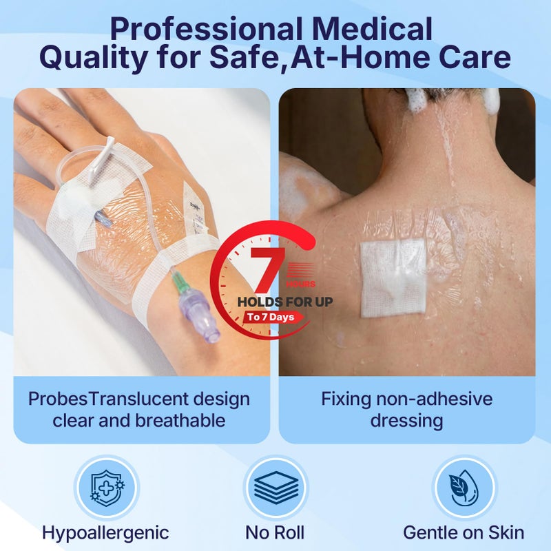 Clearshield 50 Pack Transparent Film Dressing, 4" x 4.75" Waterproof Bandages Breathable Hypoallergenic, Adhesive Patch for Post Surgical Shower, IV Shield, Tattoo Aftercare - Image 4