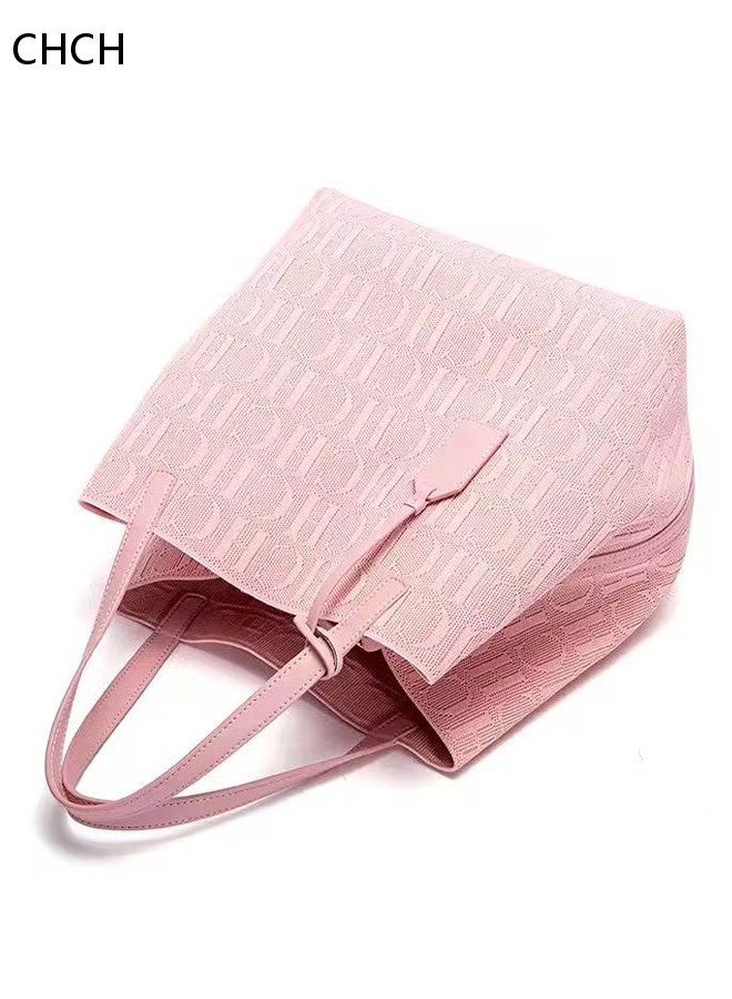 CH CH CHCH Luxury Pink Monogram Tote Bag for Women - Exclusive CHCH Logo Pattern Handbag - Spacious, Stylish & Durable - Must-Have Fashion Item for Saudi Women - Image 3