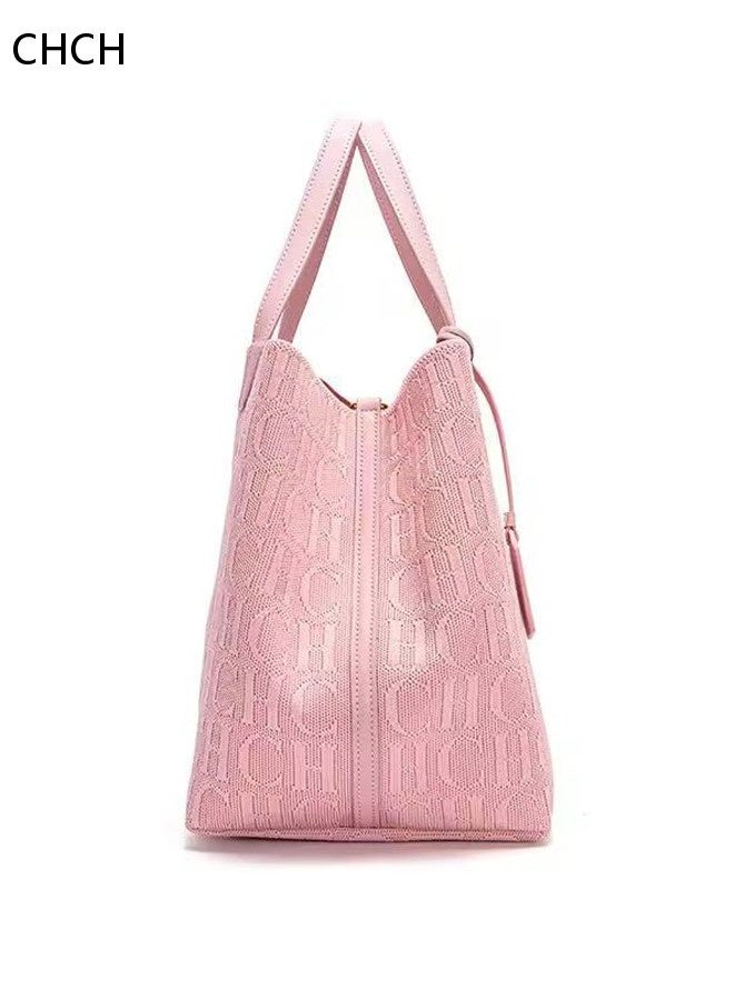 CH CH CHCH Luxury Pink Monogram Tote Bag for Women - Exclusive CHCH Logo Pattern Handbag - Spacious, Stylish & Durable - Must-Have Fashion Item for Saudi Women - Image 4