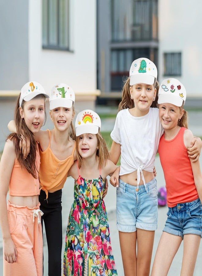 SHINEOFI Kids Paintable Baseball Caps 10-Pack Adjustable Blank White Cotton Peaked Hats for DIY Painting Art Craft Supplies Outdoor Sun Protection - Image 5